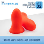 Protechs Contoured for Comfort Ear Plugs, NRR 32, 100 Pair, Orange