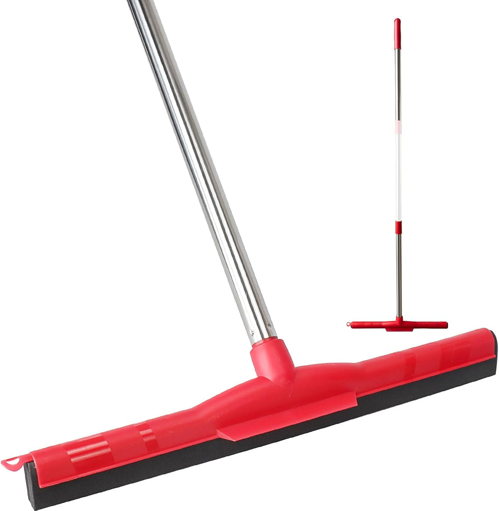 Water Broom & Floor Squeegee Scrubber with 51" Adjustable Pole & EVA Foam Blade – Indoor/Outdoor Use for Garage