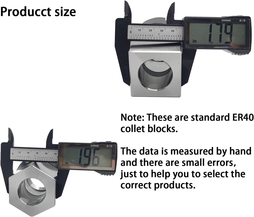 ER40 Collet Block Set, Square and Hex Collet Chucks Block