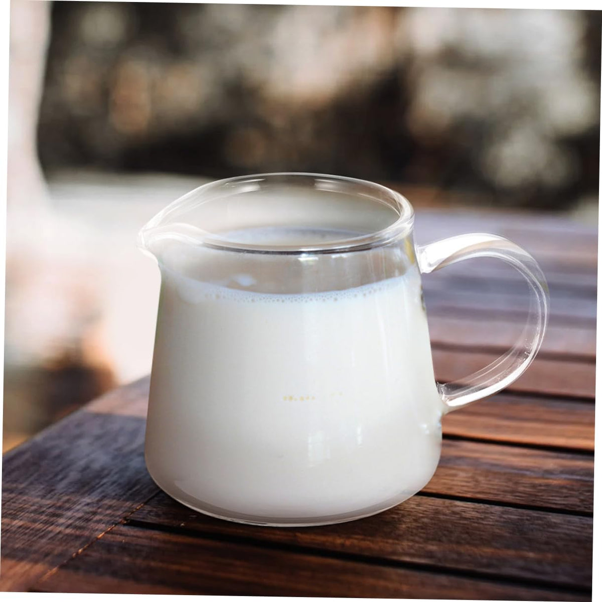 Glass Milk Pitcher 450ml Handle for Coffee and Syrup