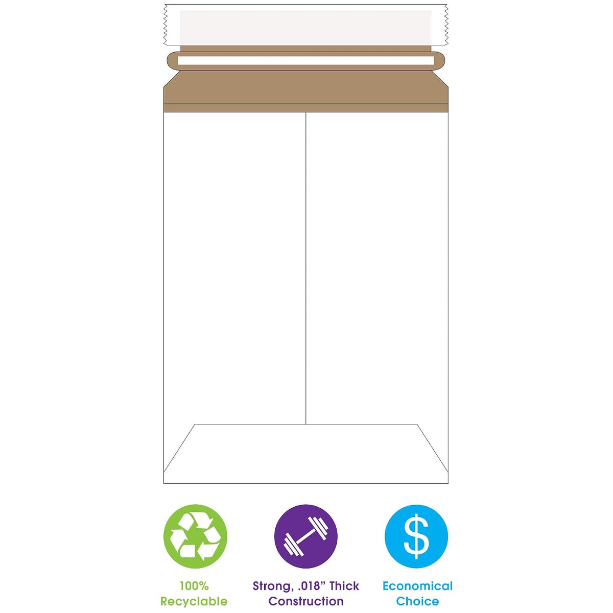 12 1/4 x 9 3/4" White Stayflats Lite Mailers
