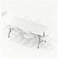 6FT Plastic Folding Table Set with 6 White Folding Chairs, Portable Heavy Duty Table and Chair Set for Picnic, Party