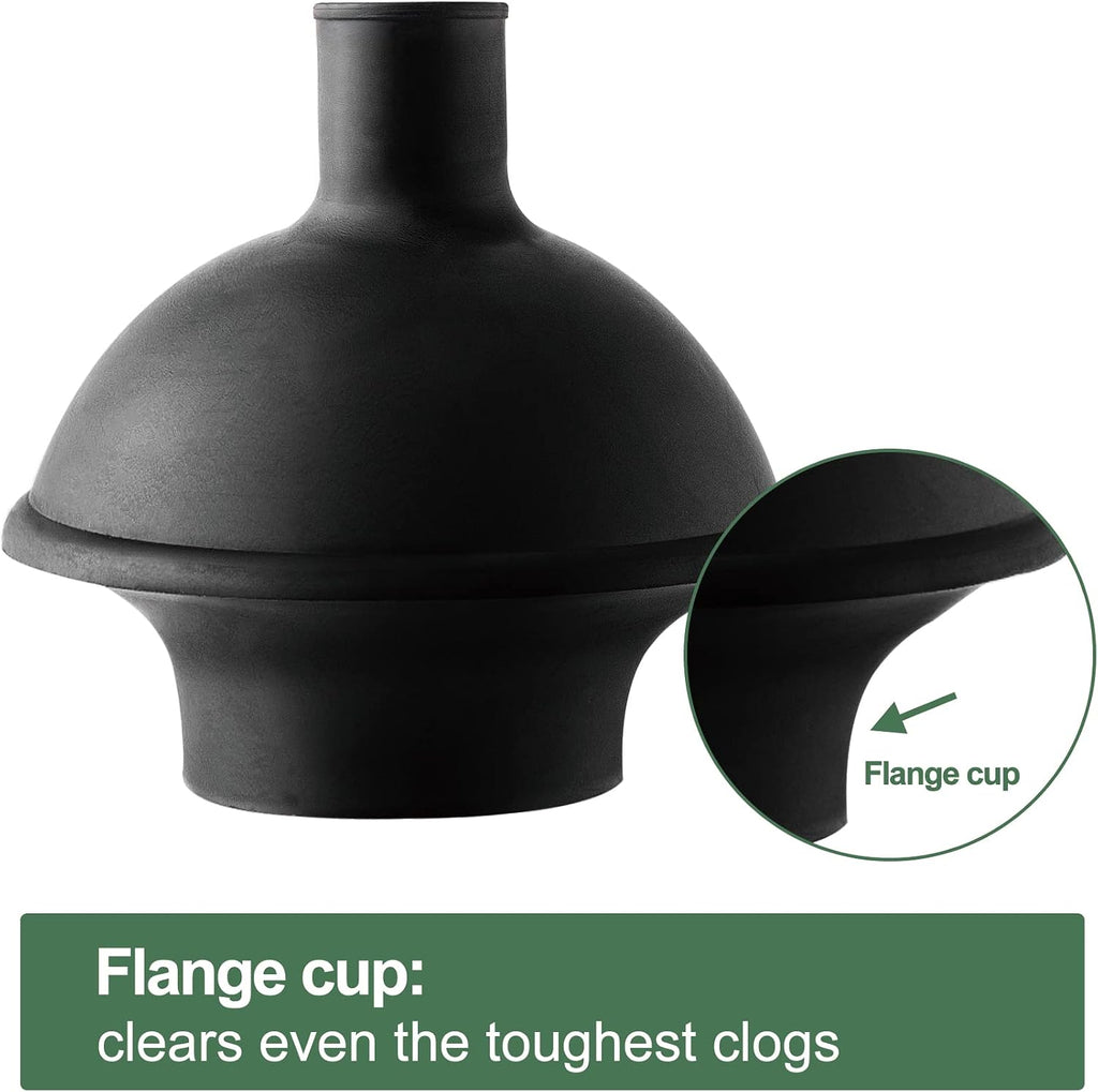 Toilet Plunger and Brush Set, 2-in-1 Compact Holder, Black | Unclogs Toilets, Deep Cleans Bowls, Nylon Bristles