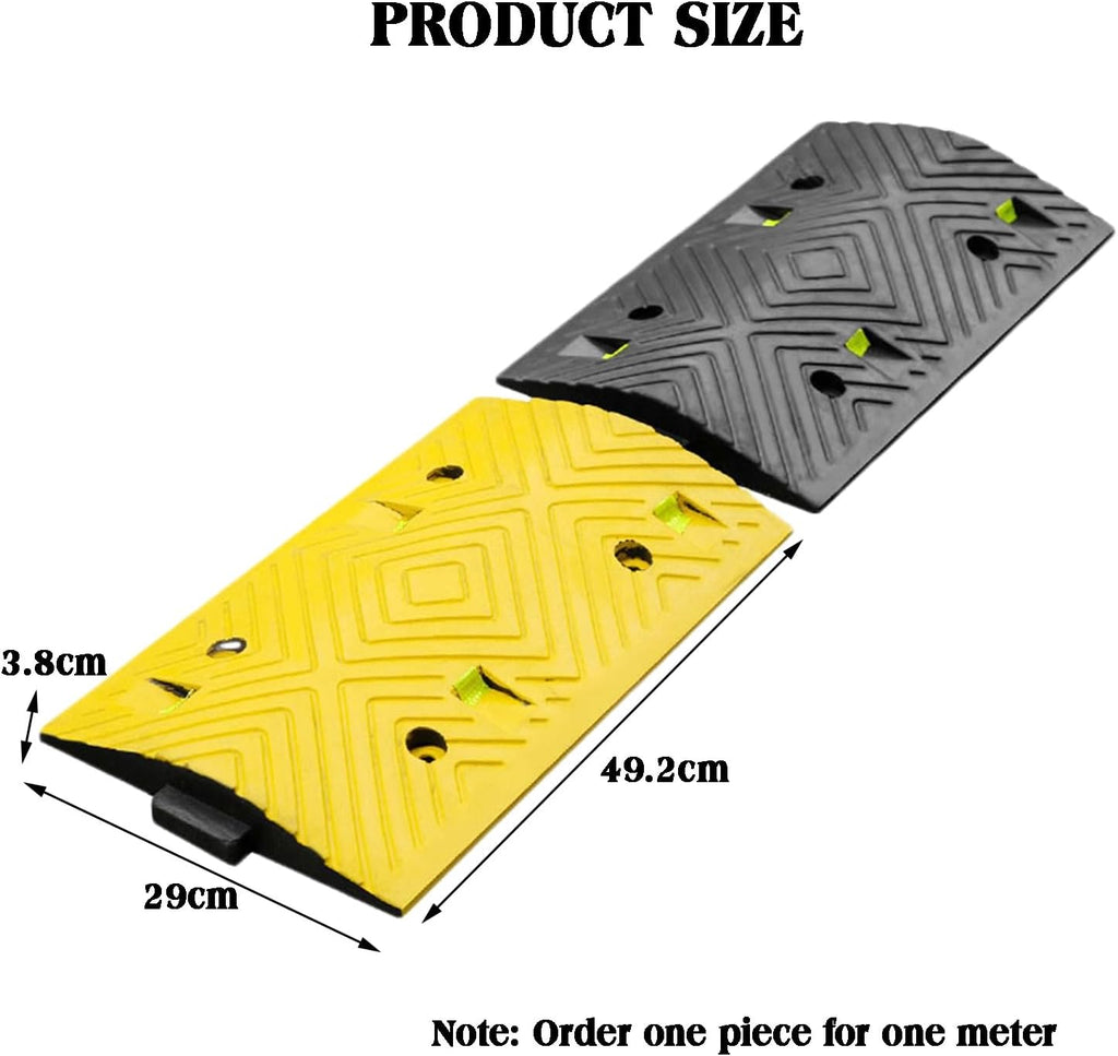 Rubber Speed Bumps,with Screws Deceleration Equipment,Wheel Stop Stoppers for Car,Truck,Trailer,and Garage,Industry