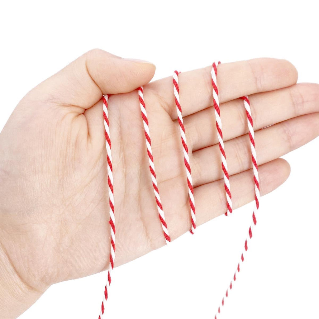 Bakers Twine String Red and White Cotton Twine 656 Feet Christmas Twine for Gift Wrapping DIY Crafts Home Decoration