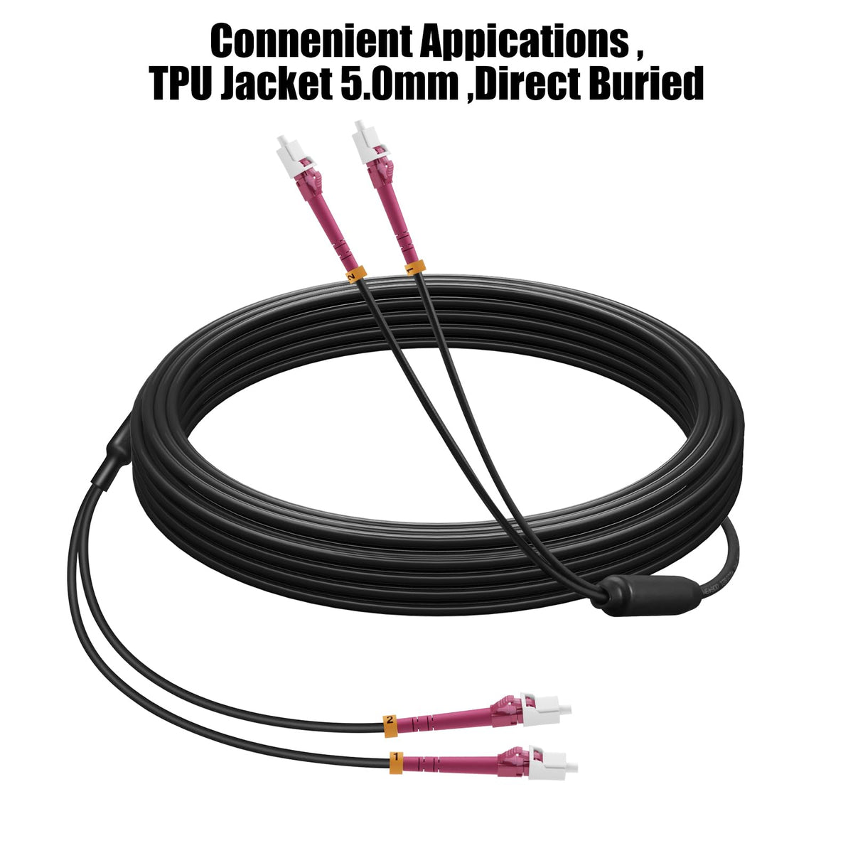 Outdoor LC to LC OM4 Fiber Patch Cable Multimode TPU, 10M(33ft)