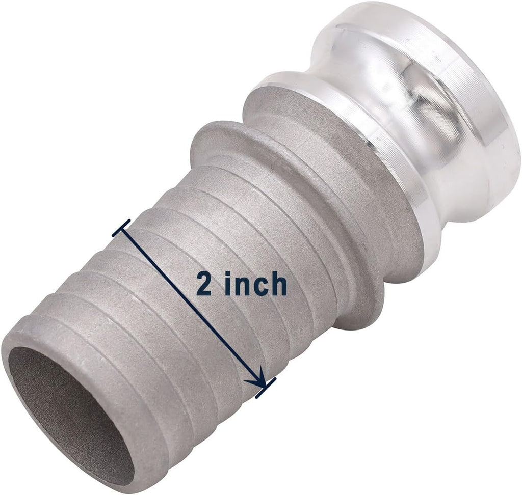 EASTRANS 2 inch AL Cam Lock Hose Fittings (Type E) with 2 Clamps, 2 PCS