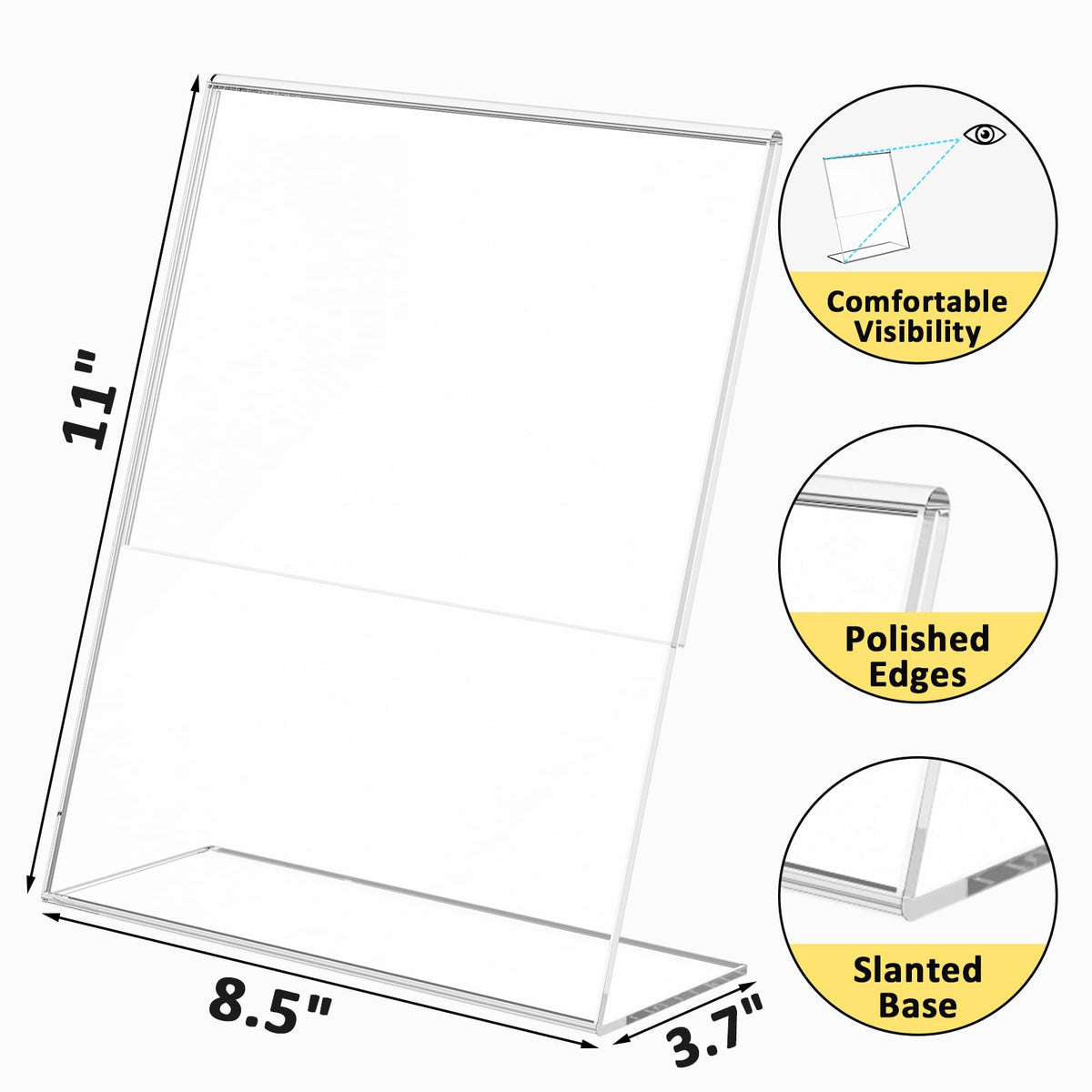 Acrylic Sign Holder 8.5 x 11, Clear L-Shape Tabletop Display Stand, 8 Pack
