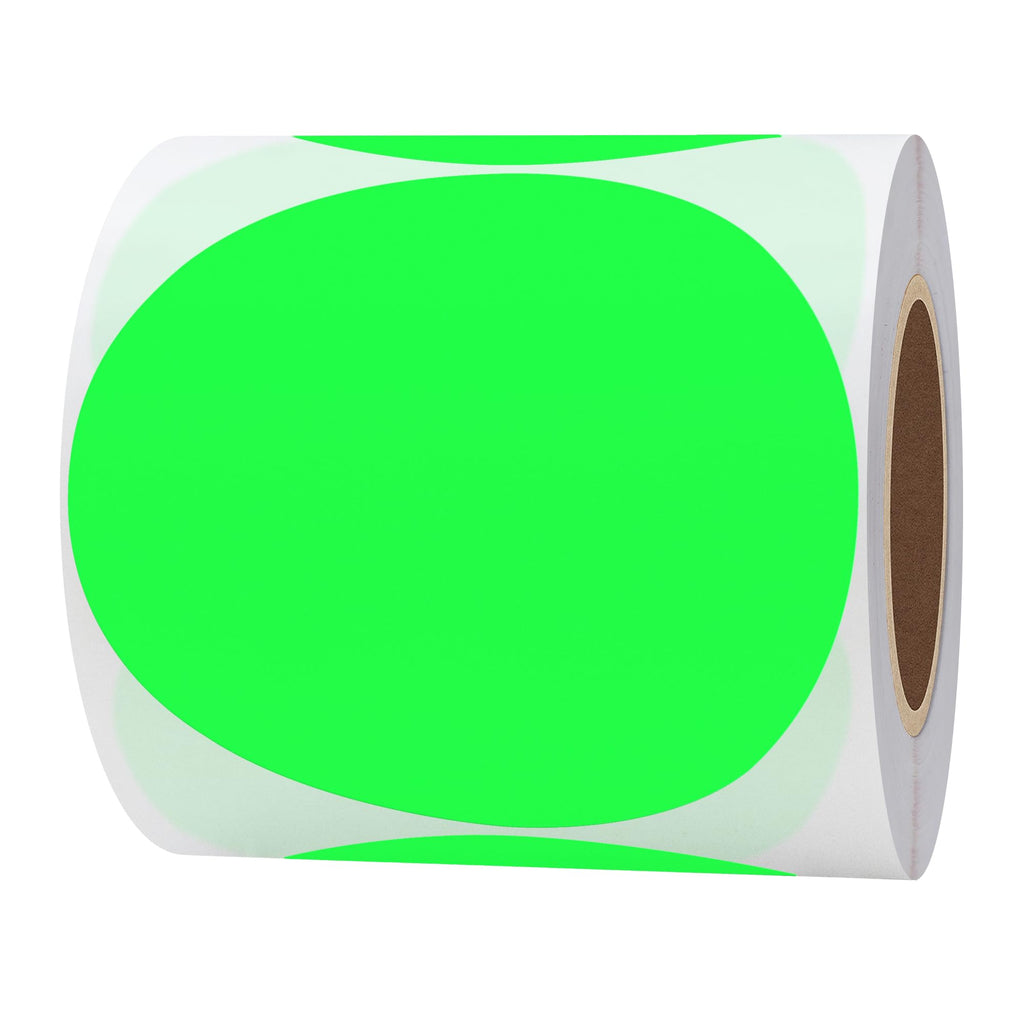 Round Color Coding Circle Dots Labels Warehouse Inventory Organizer Stickers (4 inch, Fluorescent Green)
