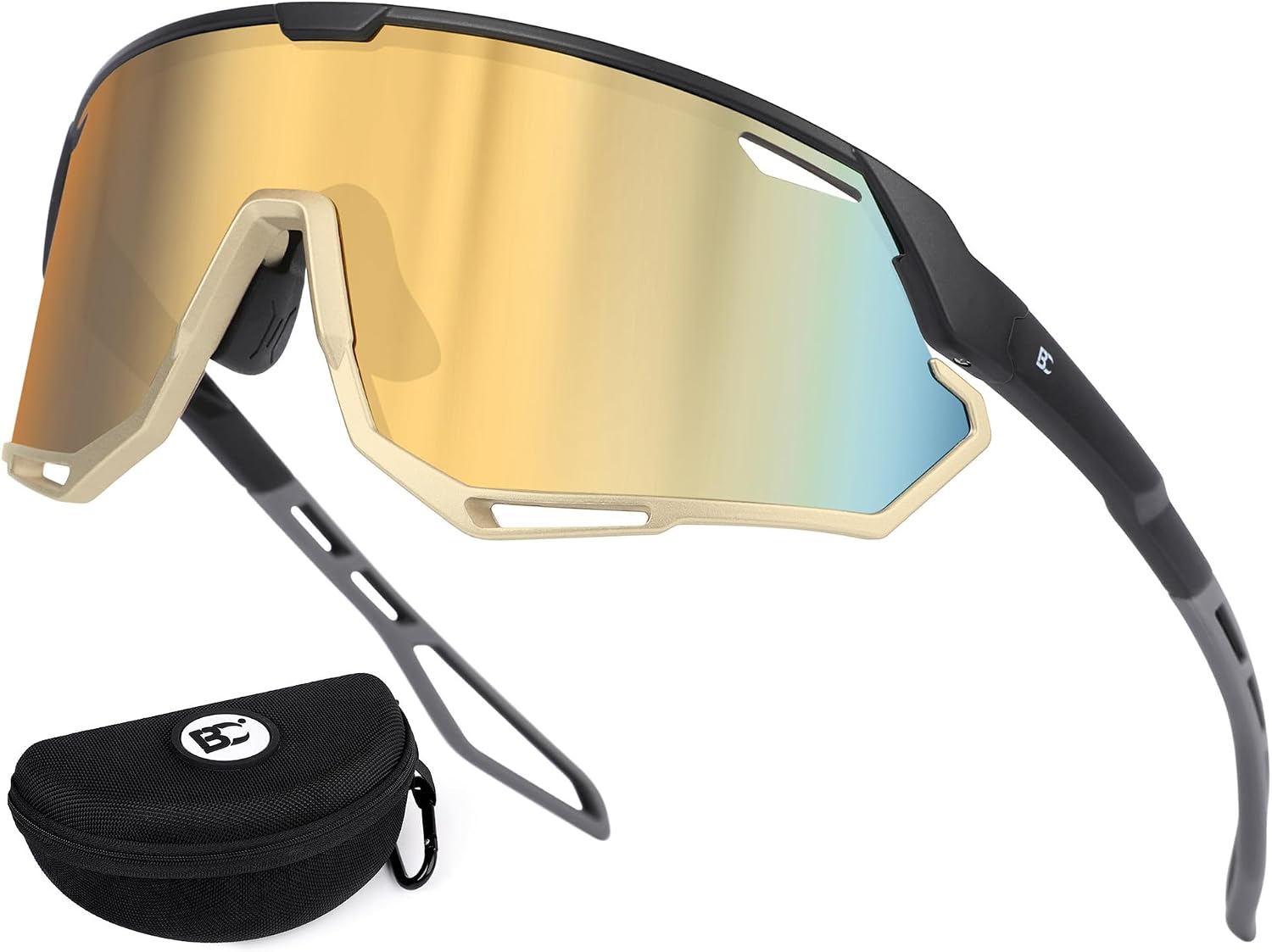 Mens Sports Baseball Sunglasses: TR90 Lightweight Cycling Glasses Wrap Around Running Glasses for Outdoor MTB Bike