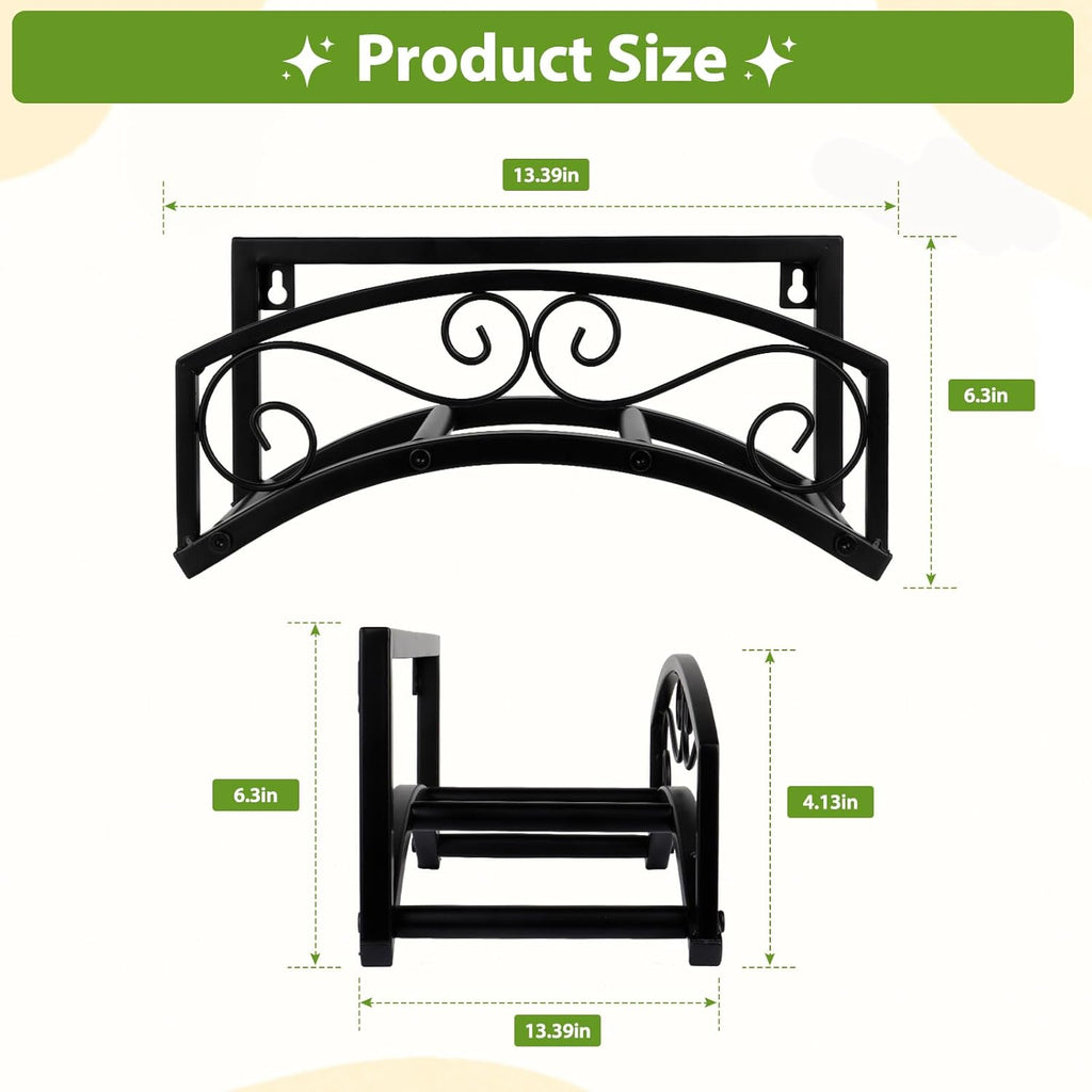 Garden Hose Holder Wall Mount, Metal Water Hose Holder, Holds 150FT | Heavy Duty, Weather-Proof, Durable Hose Storage