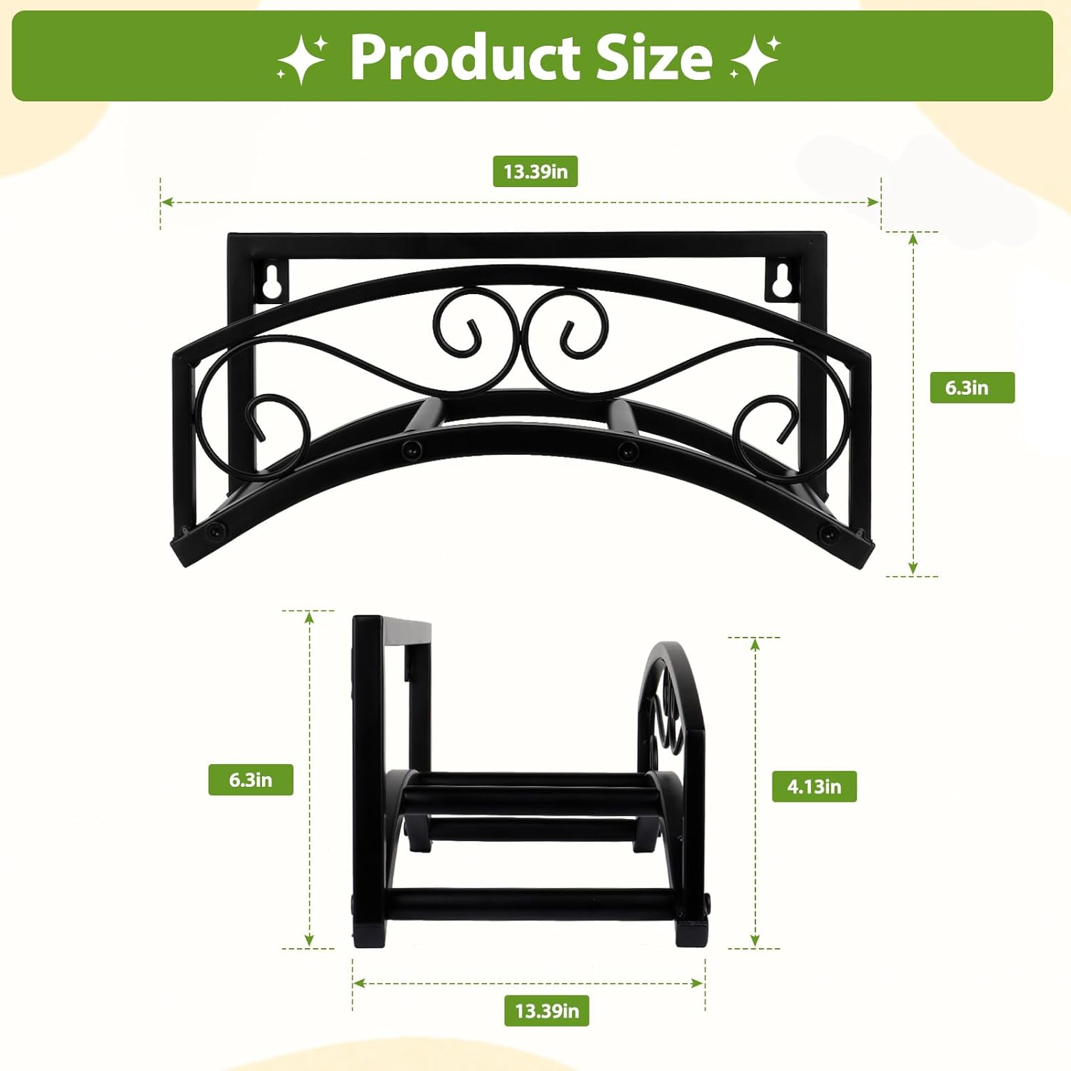 Garden Hose Holder Wall Mount, Metal Water Hose Holder, Holds 150FT | Heavy Duty, Weather-Proof, Durable Hose Storage