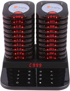 Restaurant Pager System Touch Keyboard Wireless Calling System 20 Pagers Beeper Buzzer Guest Customer Queue Pagers