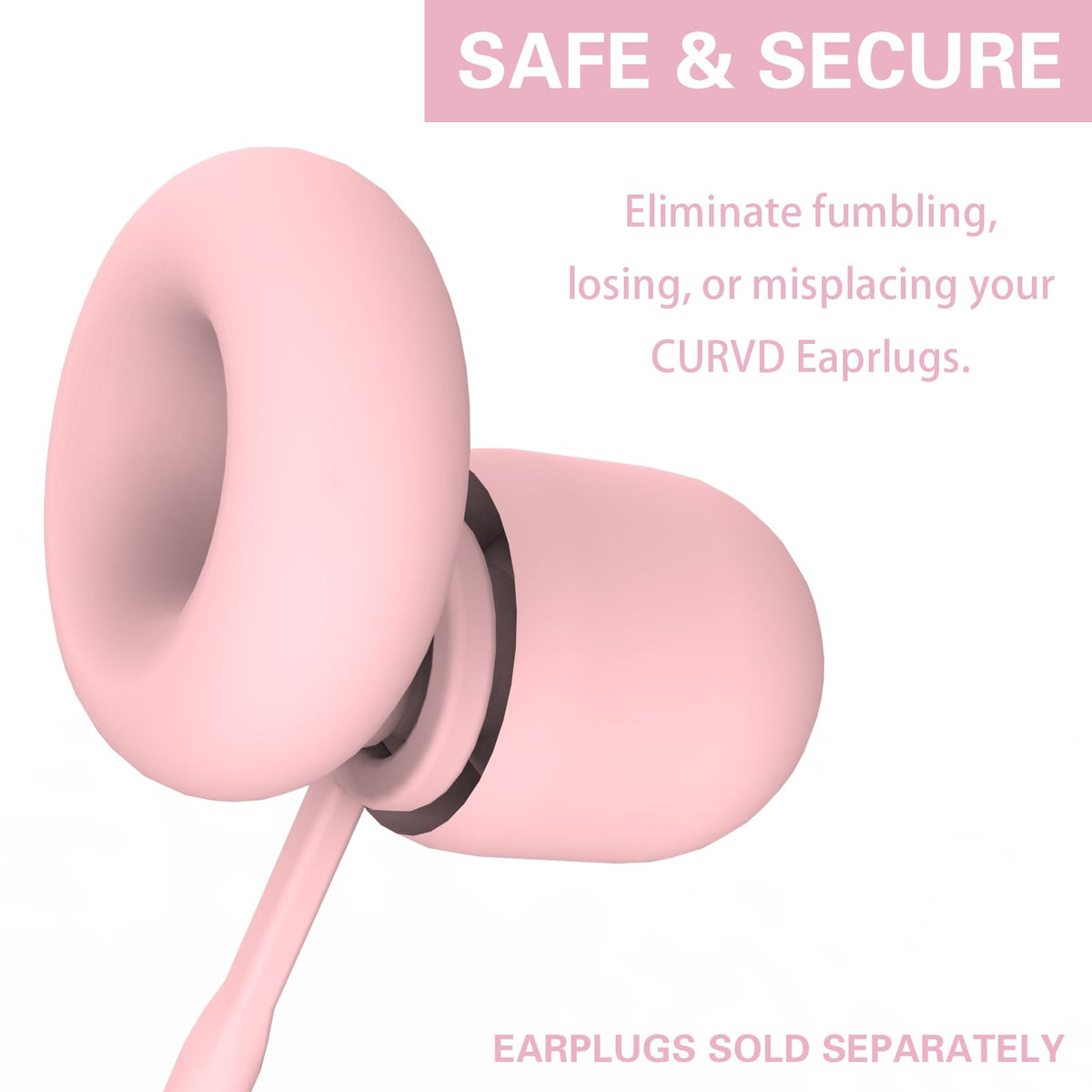 Earplug Lanyard [2 pcs] with Magnetic Tug-Resistant Safety Cord Pink