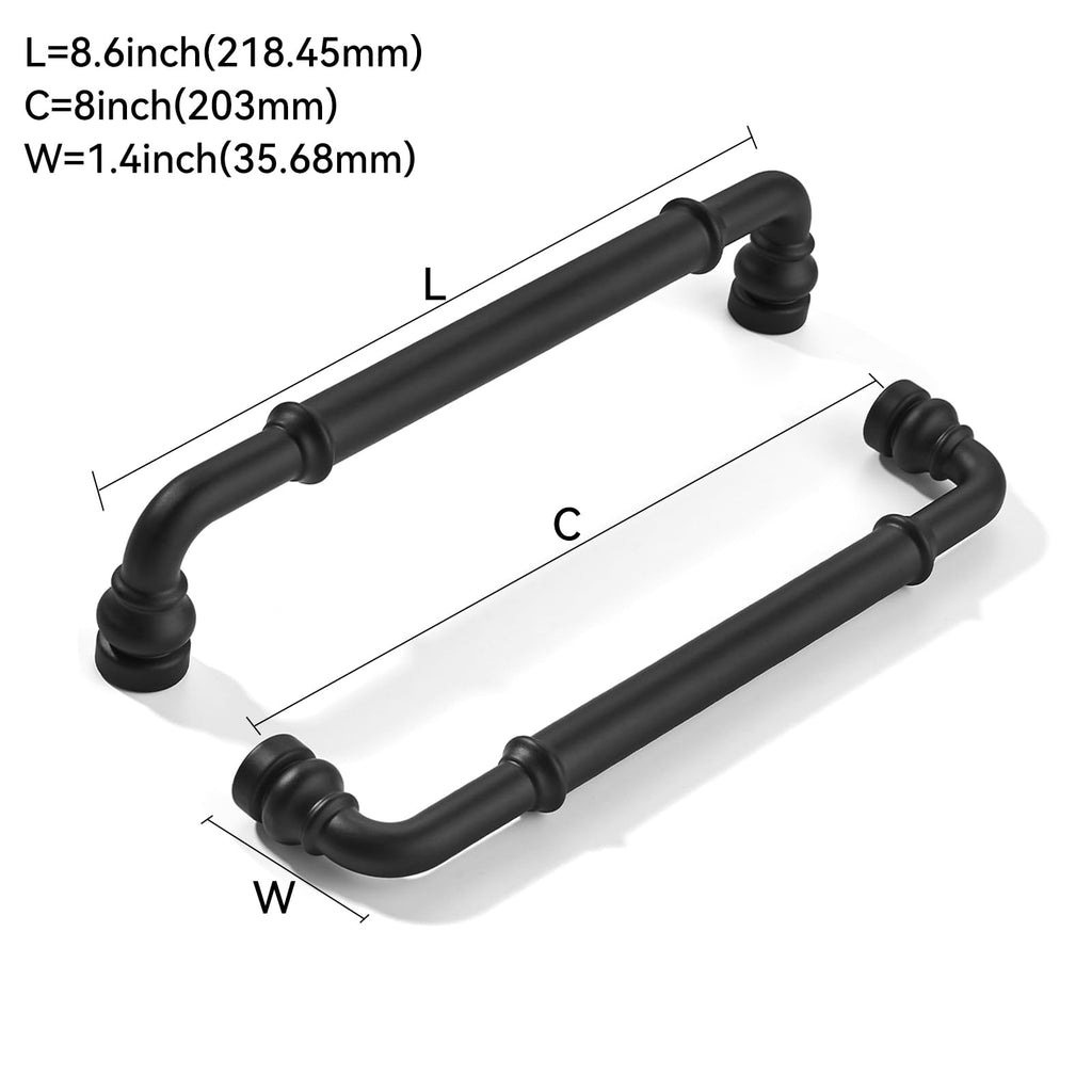 10 Pack Heavy Duty 8" Matte Black Cabinet Pulls