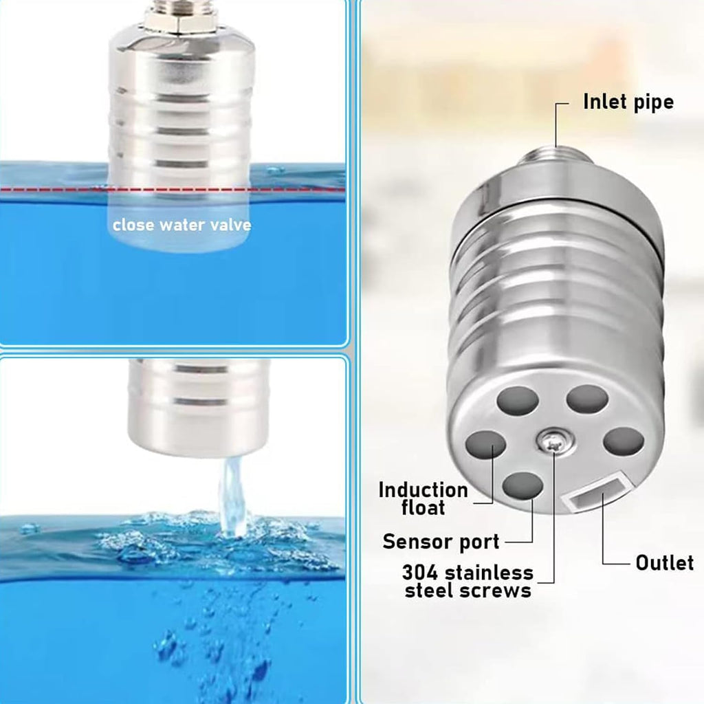 Water Float Valve, Auto Level Control, 304 Stainless, 1/2 in & 3/4 in