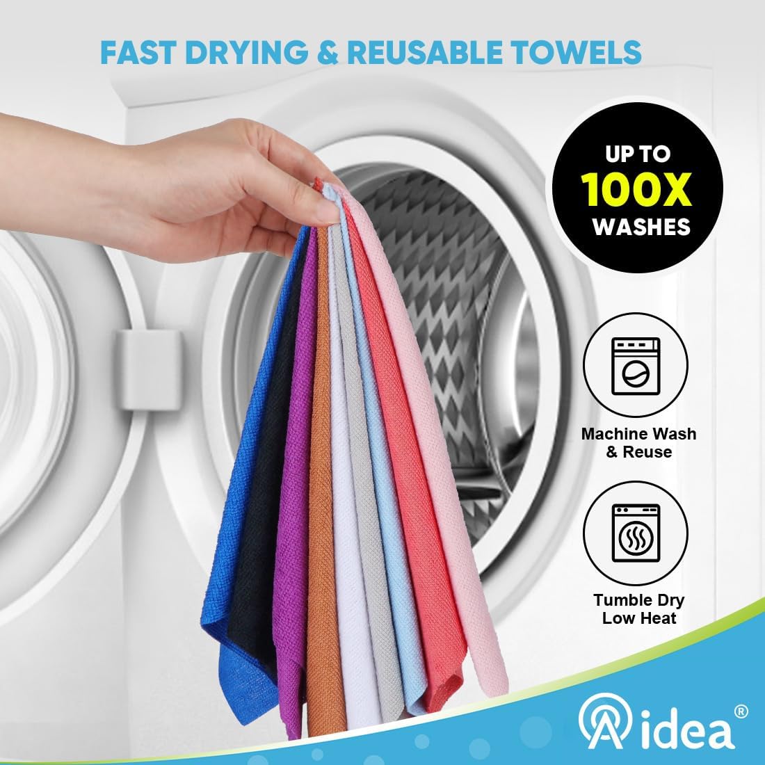 Microfiber Cleaning Cloth Roll-50PK, Reusable Paper Towels 11.5×11.5"