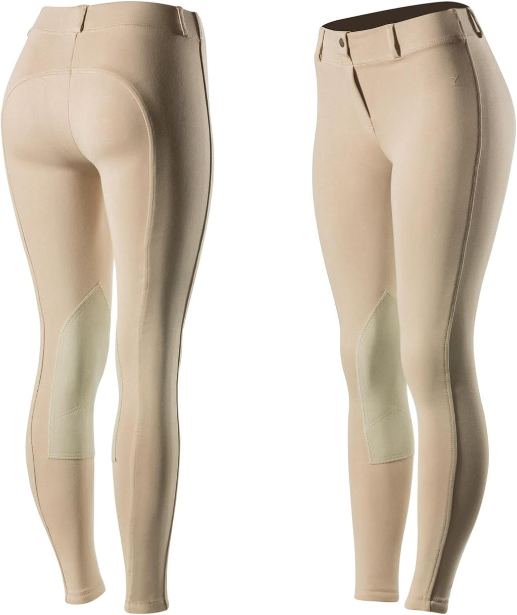 Ella Women's Riding Breeches - Leather Knee Patch Schooling Pants