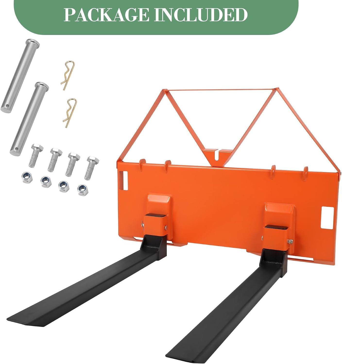 46 Inch Skid Steer Pallet Forks, 3200 Lbs Capacity Quick Attach Pallet Forks for Tractor Loader, Universal Skid Steer