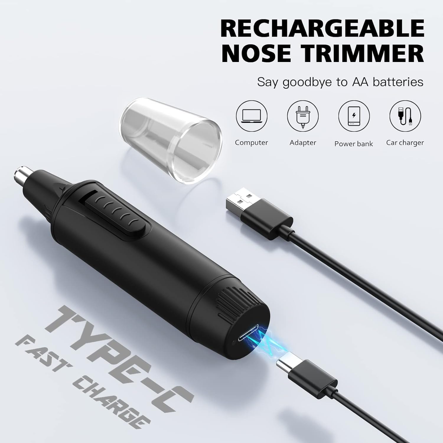 Nose Hair Trimmers for Men，Rechargeable Hair Trimmer 3 in 1 Painless Multifunctional Ear and Nose Hair Trimmer with