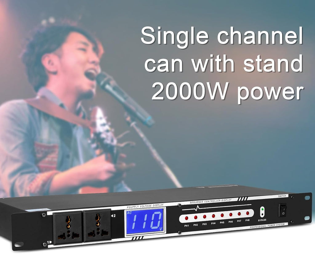 10 Outlet Power Conditioner 10 Amp 2000w Audio Digital Power Sequencer Rack Mount With Precise Real-Time Voltage