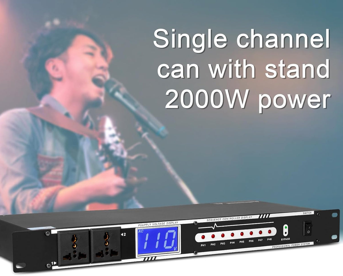 10 Outlet Power Conditioner 10 Amp 2000w Audio Digital Power Sequencer Rack Mount With Precise Real-Time Voltage
