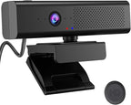 Full 1080P HD 3-in-1 Webcam: Camera and Speaker for Desktop Computer with Built-in 4 Microphones, External USB Web