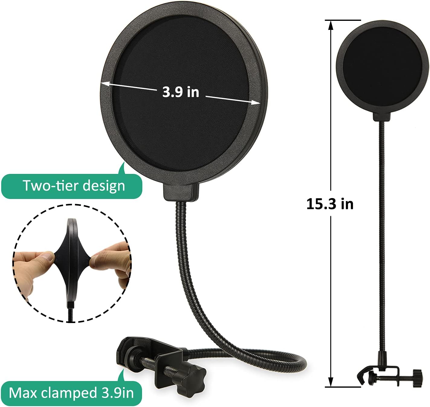 AT2020 Shock Mount with Pop Filter and Foam Windscreen, Noise Reduction Microphone Shock Mount Mic Holder for Audio