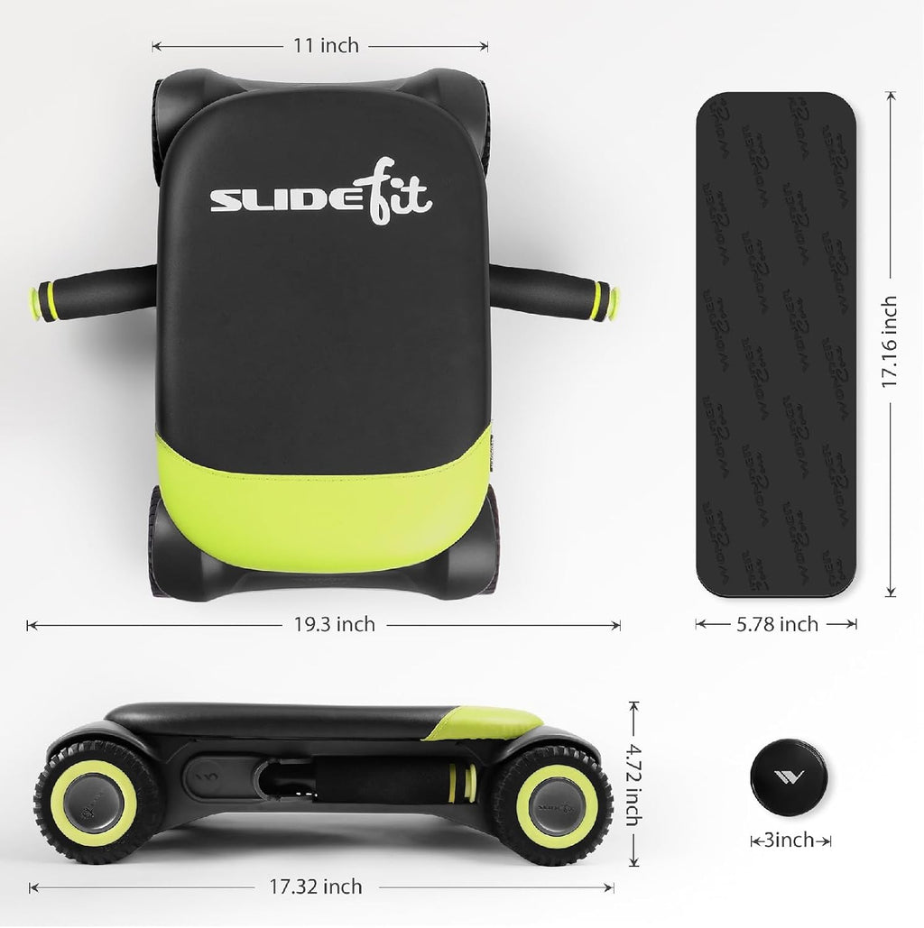 Slide Fit, Ab Roller Board with 4 Wheels, Automatic Rebound Abdominal Wheel for Core Workout, Ab Exercise Equipment
