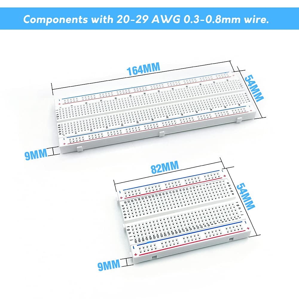 MCIGICM Breadboards, 2Pcs 830 Point & 2Pcs 400 Point Solderless Bread Board