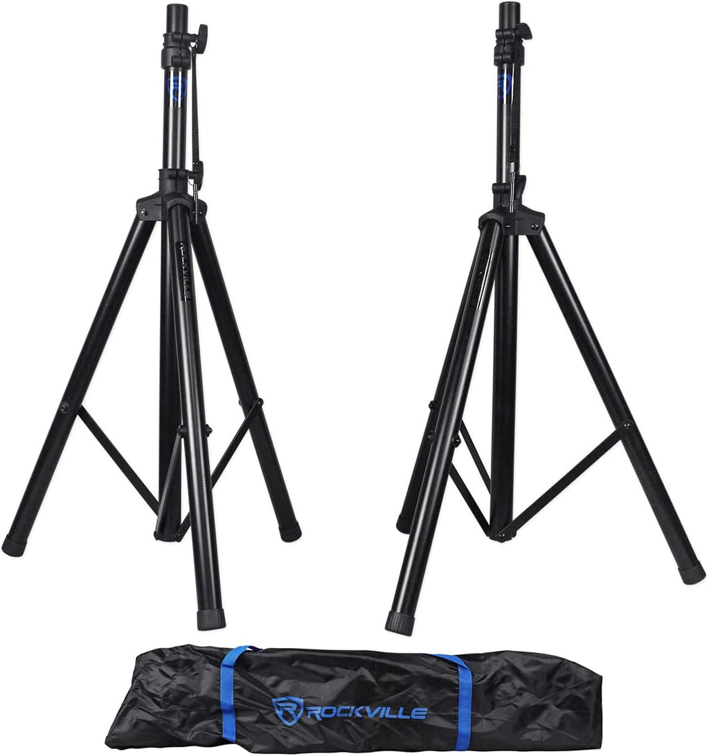 RVES1 Pair Adjustable Tripod PA Speaker Stands with Carry Bag | Steel Construction, 40-71" Height Range, 100 lb