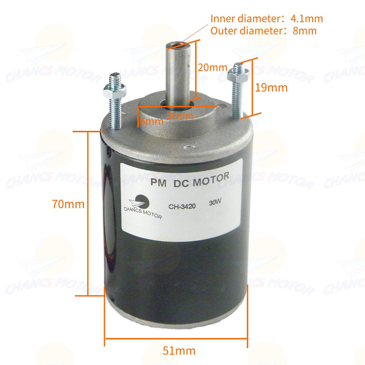 CHANCS Permanent Magnet DC Motor CH-3420 24V DC 7000RPM Hollow Shaft for Circular Saw