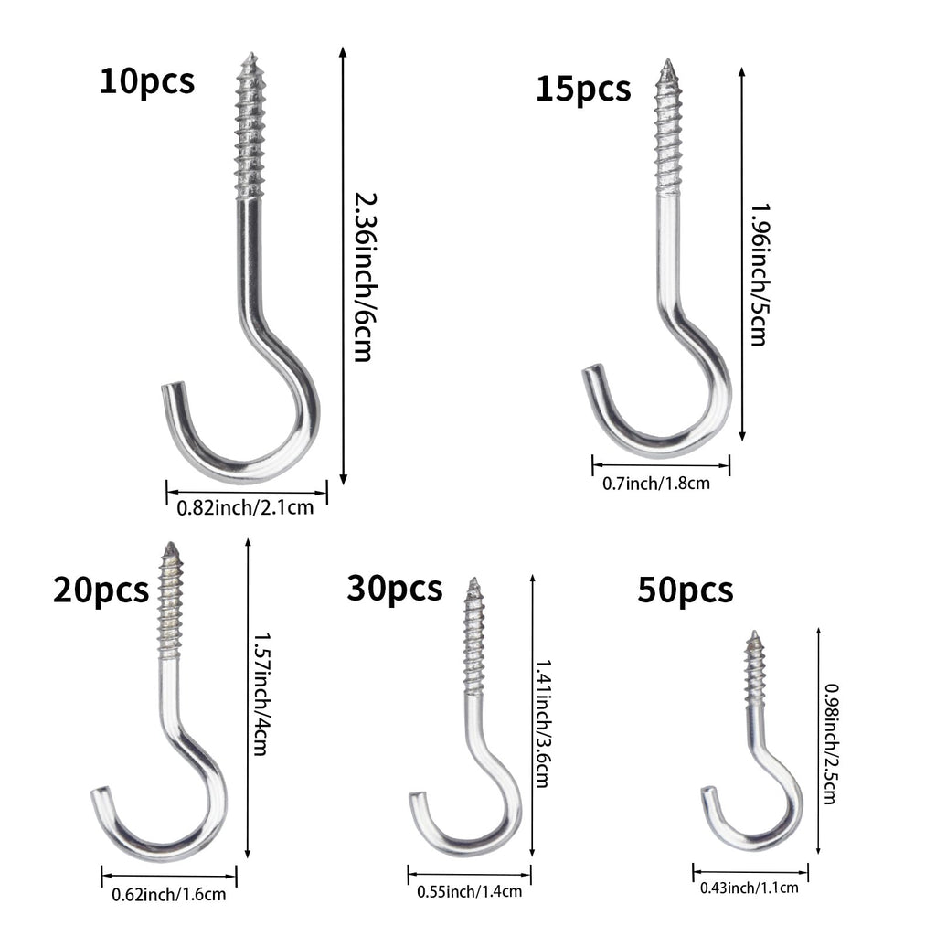 125 Pcs Small Screw Hooks, 5 Sizes Ceiling Hook for Hanging Plants