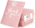 Pink Bubble Mailers 8.5x12" 40 Pack Usable Size 8.5x11" Thank You