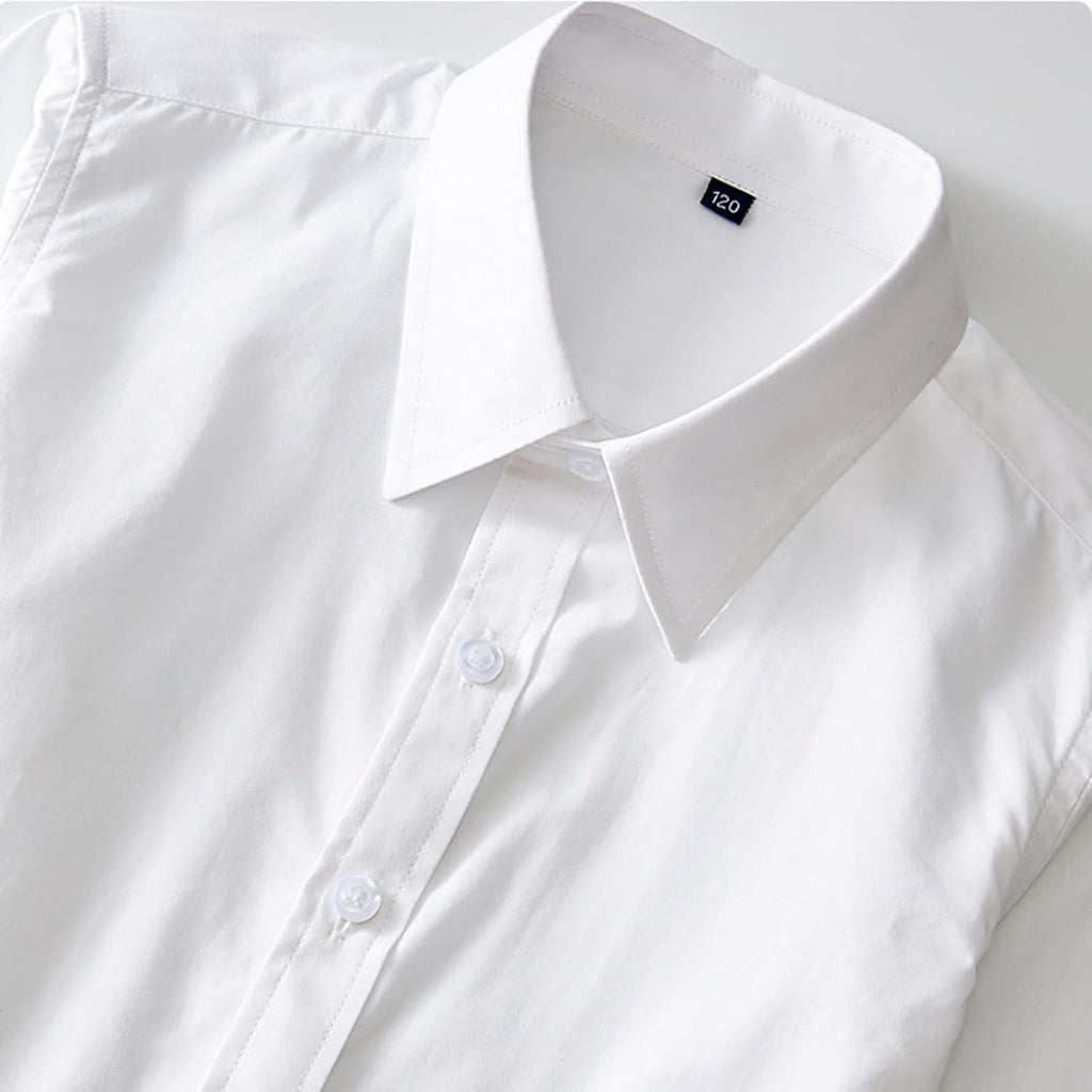 Teen Girls Boys Classic Dress Shirt Long Sleeve Button Down School Uniform Formal Oxford Shirt Kids Soild Collared Top