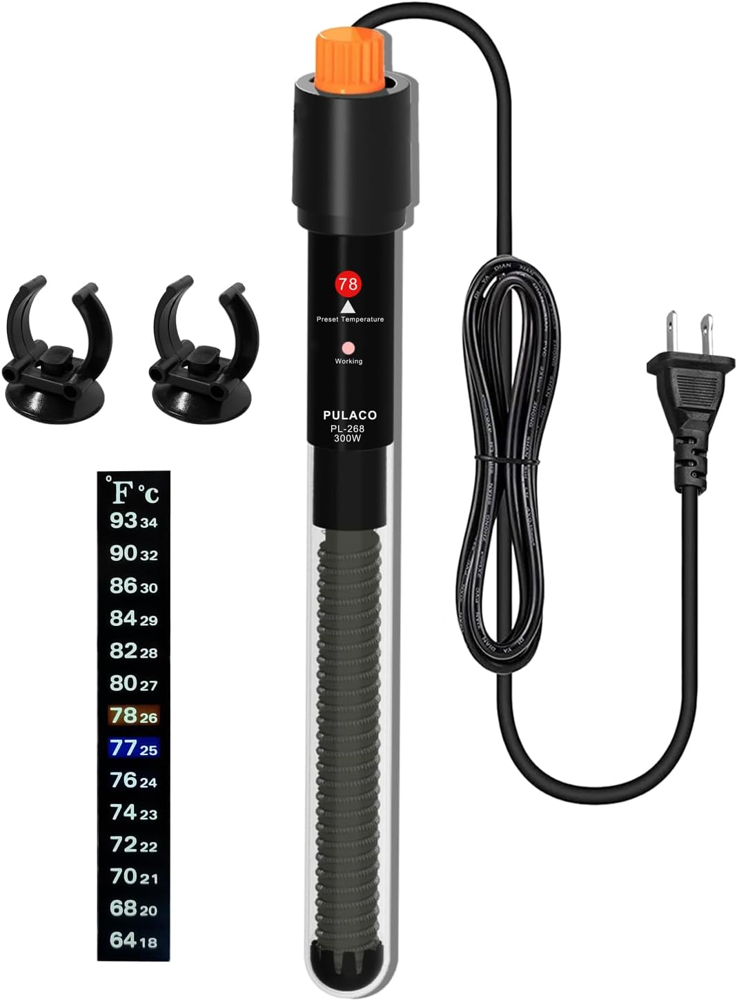 300Watt Aquarium Heater for 50-70 Gallon Fish Tank, Adjustable Submersible Heater Thermostat with Thermometer Strip
