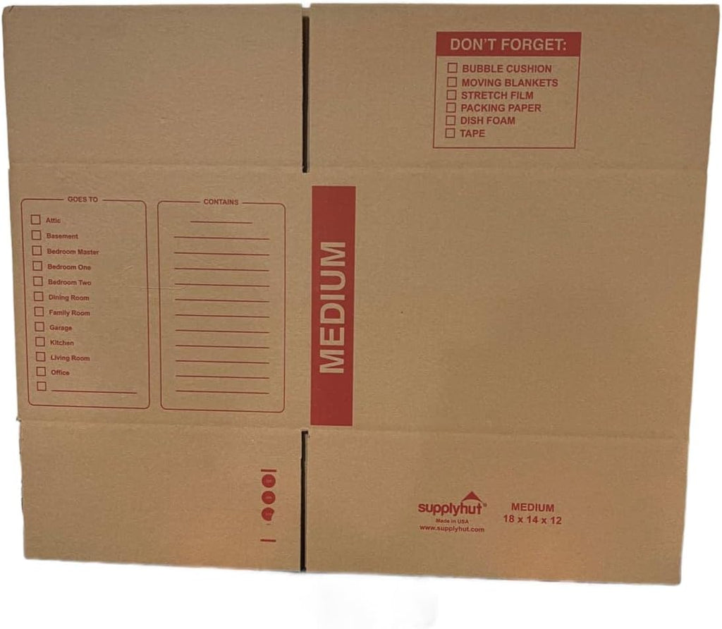 10 - Pack Medium Cardboard Moving Boxes 18x14x12 32 ECT With Handles