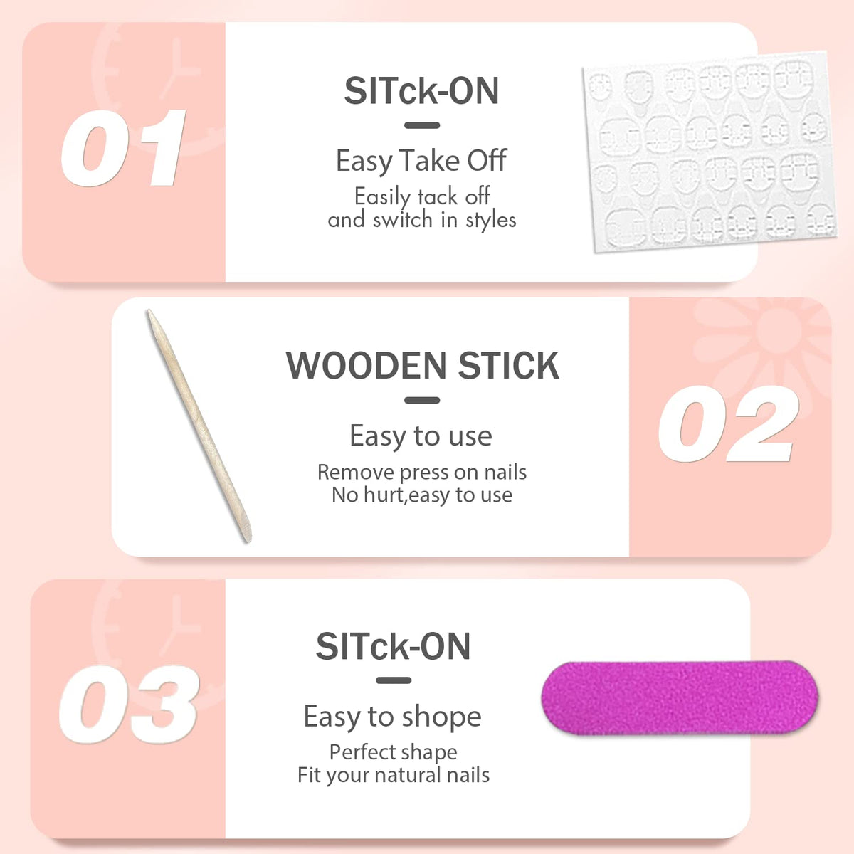 Nude Press on Nails Long Medium Square, Natural Nude Fake Nails Medium Coffin, Glossy Sheer Color Acrylic Nails Press