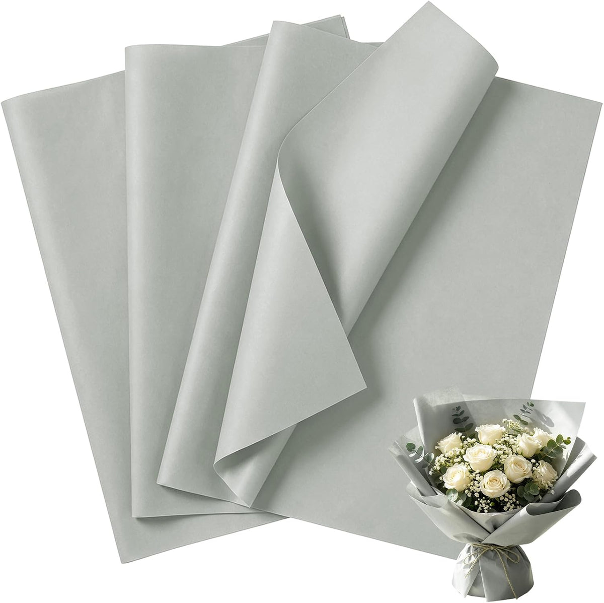150 Sheets Grey Tissue Paper Bulk 14x20 Inch