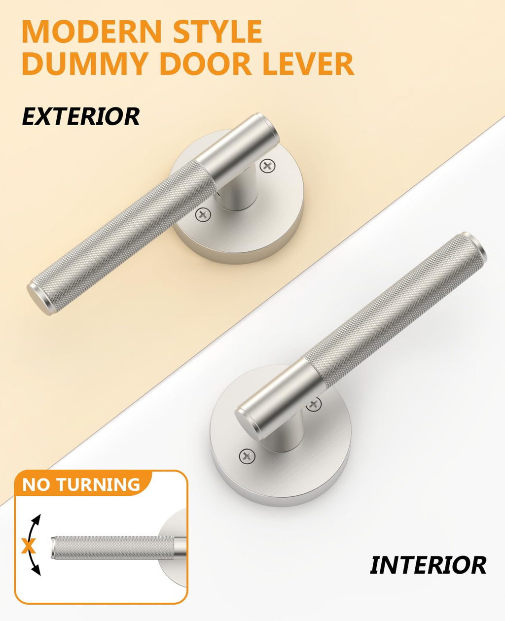 2 Pack Brushed Satin Nickel Dummy Interior Door Handles