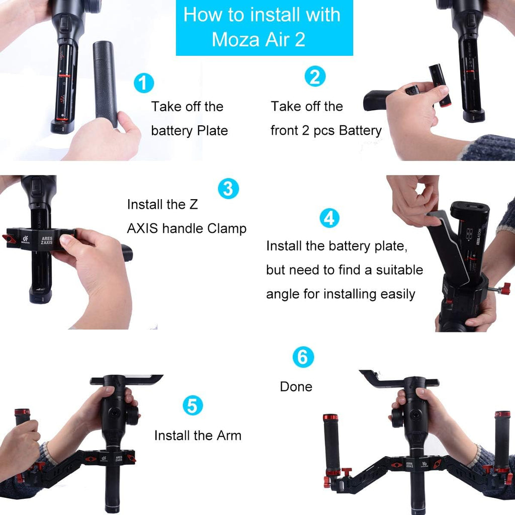 DIGITALFOTO Ares Z Axis Spring Gimbal Dual Handle,Damping Detachable Dual Grip Compatible with Crane 2, DJI RS2/RS3