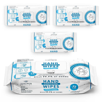 3 Pack Hand Sanitizing Wipes, 216 Count Disposable Hand Sanitizer Wipes, Fresh Scent, Lint Free & Durable