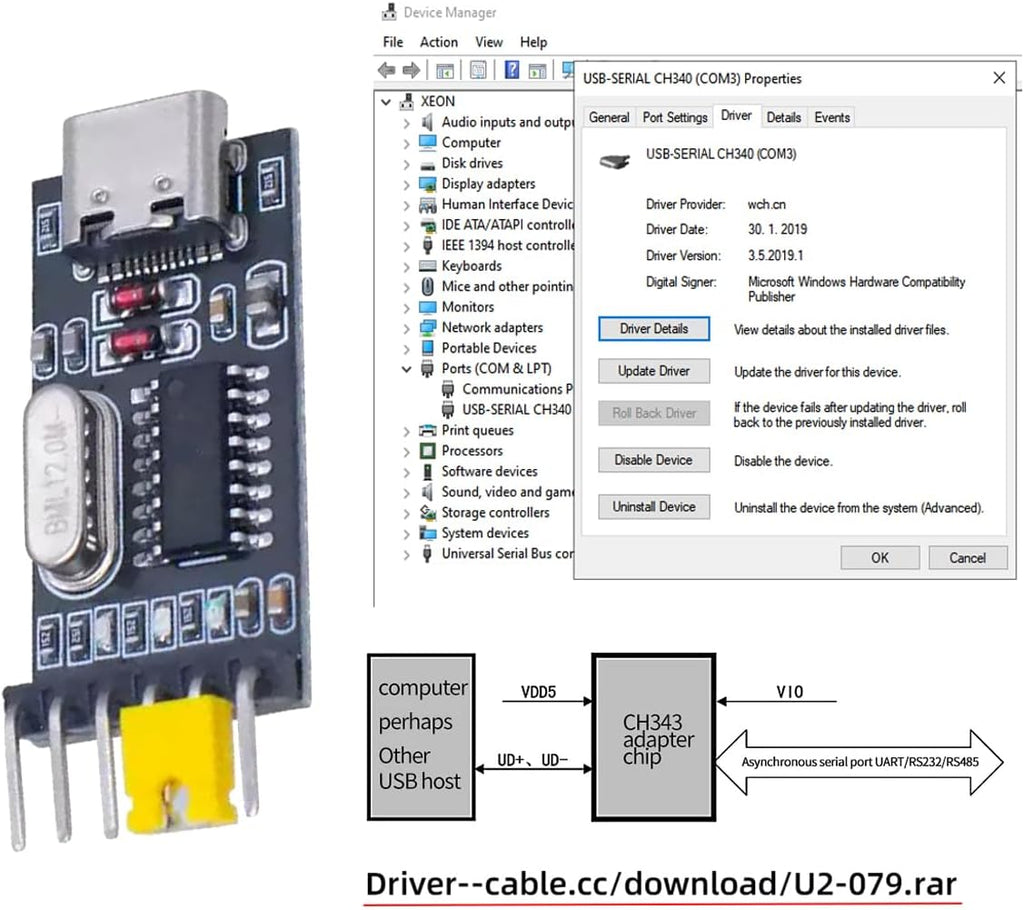 USB-C Type-C Female to TTL Converter UART STC Module Serial Programmer CH340G CH340 3.3V 5V Adapter Replace PL-2303