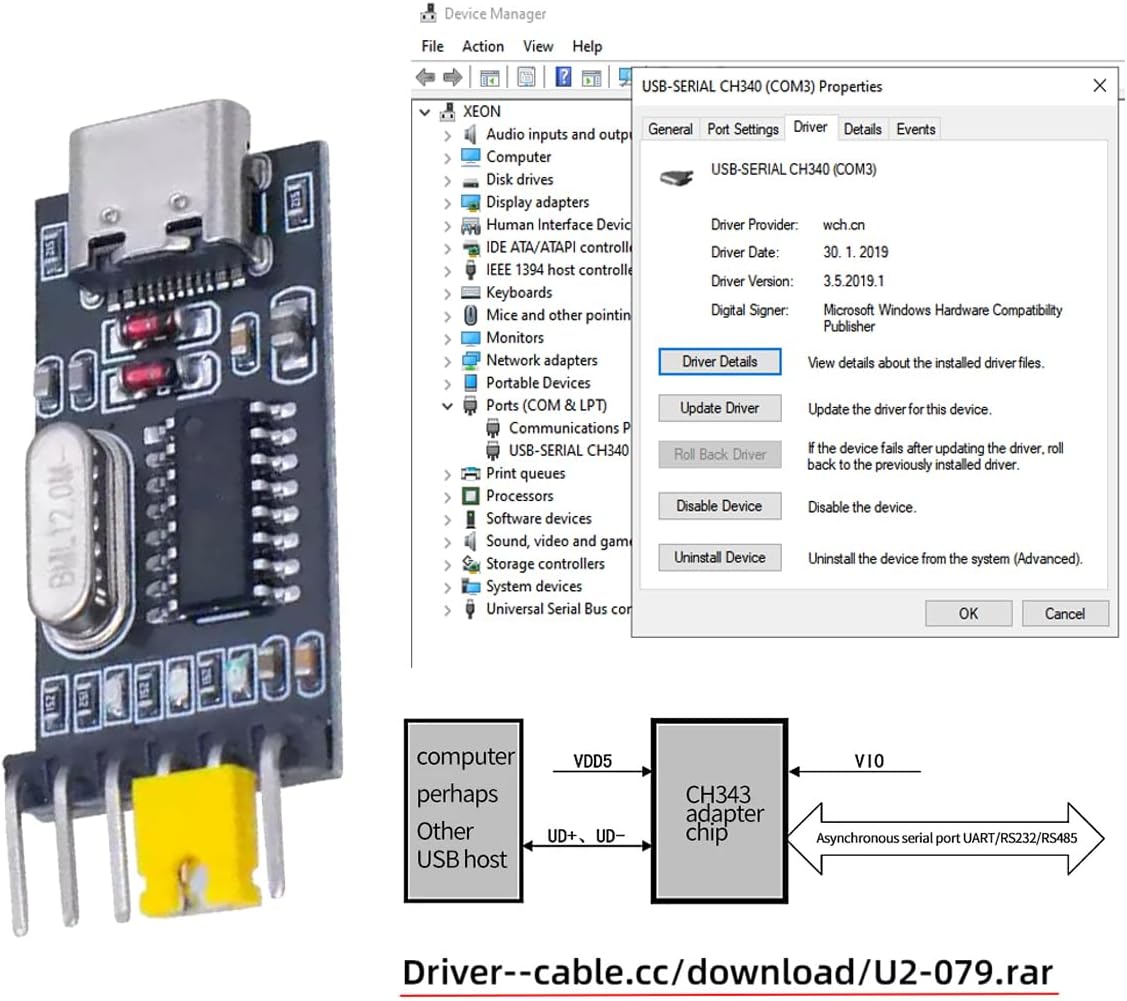 USB-C Type-C Female to TTL Converter UART STC Module Serial Programmer CH340G CH340 3.3V 5V Adapter Replace PL-2303