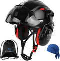 Safety Helmet Hard Hat and Ear Protection, ANSI Z89.1 Approved Lightweight Vented Work Helmet Kits, 6-Point