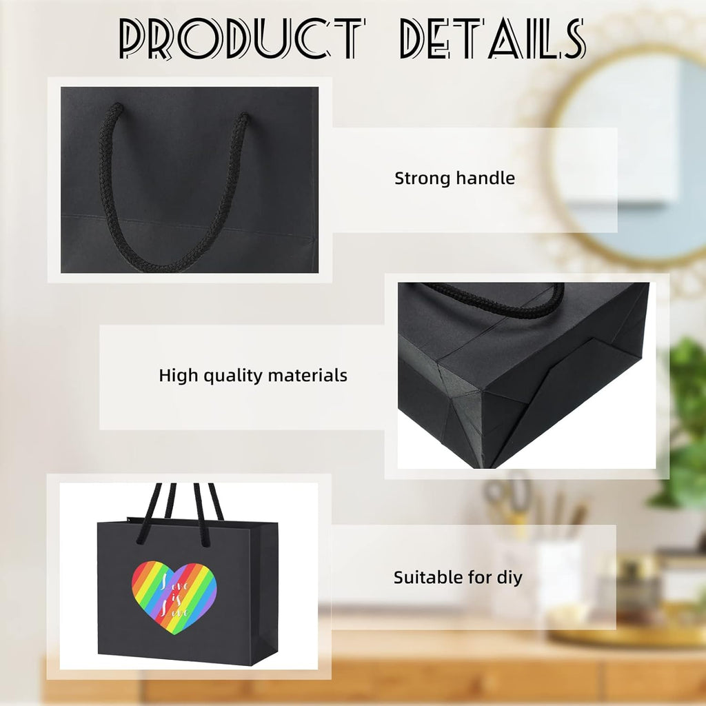 100 Pcs Thicken Black Mini Gift Bags with Handles Gift Card Bags