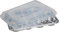 Natural Aluminum Commercial Muffin Pan with Lid, 12 Cup