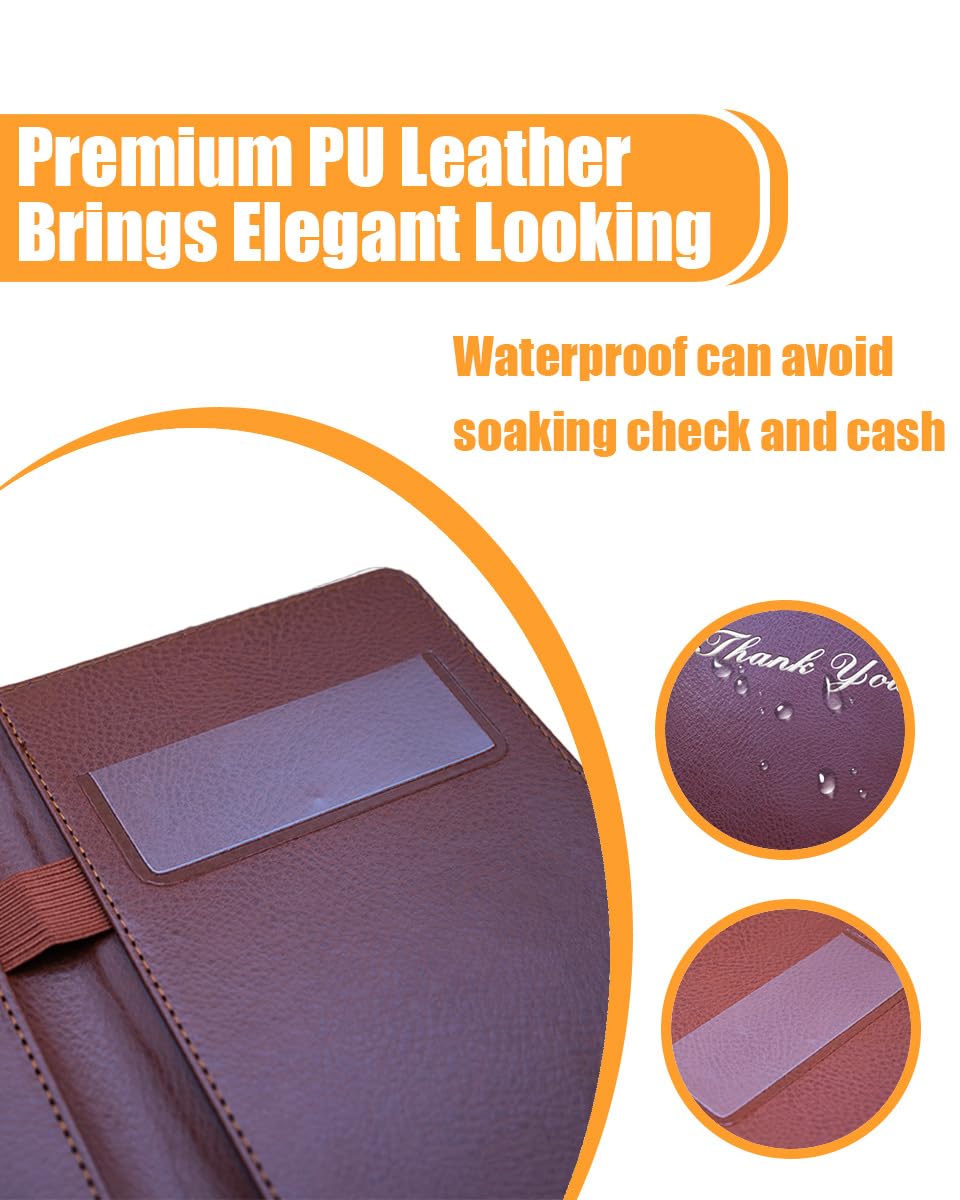 Check Presenters for Restaurant, PU Leather 5 Packs Guest Check Book Waitress Books for Servers (5 Packs, Brown)