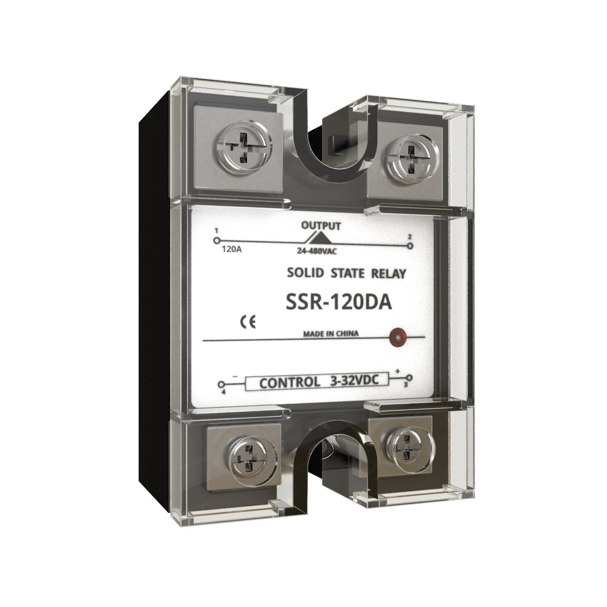 MAKERELE Solid State Relay Module SSR,Single Phase Plastic Cover,Input 3-32VDC to Output 24-480VAC (DC to AC_120A)