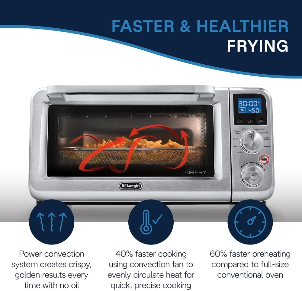 Digital Air Fry Convection Toaster Oven 14L Stainless Steel, Air Fry Oven, 9-in-1, Grills, Broils, Bakes, Roasts